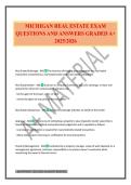 MICHIGAN REAL ESTATE EXAM QUESTIONS AND ANSWERS GRADED A&plus; 2025&sol;2026