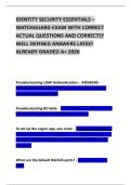 IDENTITY SECURITY ESSENTIALS &ndash; WATCHGUARD EXAM WITH CORRECT ACTUAL QUESTIONS AND CORRECTLY WELL DEFINED ANSWERS LATEST ALREADY GRADED A&plus; 2026