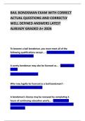 BAIL BONDSMAN EXAM WITH CORRECT ACTUAL QUESTIONS AND CORRECTLY WELL DEFINED ANSWERS LATEST ALREADY GRADED A&plus; 2026