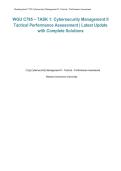 WGU C795 Task 1 Cybersecurity Management II Tactical Performance Assessment &vert; Western Governors University &vert; 2026&sol;2027 Complete Solutions