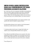 NBCSN SCHOOL NURSE CERTIFICATION EXAM 2026 COMPREHENSIVE TEST BANK PROVIDING ACCURATE SOLUTIONS