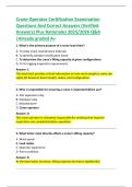 Crane Operator Certification Examination  Questions And Correct Answers &lpar;Verified  Answers&rpar; Plus Rationales 2025&sol;2026 Q&A  &vert;Already graded A&plus; 