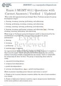 Exam 3 MGMT 6311 Questions with  Correct Answers&vert; Verified  &vert; Updated
