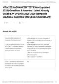 VITA 2025 ADVANCED TEST EXAM &lpar;updated 2026&rpar; Questions & Answers &vert; Latest Already Graded A&plus; UPDATE 2025&vert;2026 &lpar;complete solutions&rpar; ASSURED SUCCESS&sol;GRADED A&plus;&excl;&excl;&excl;