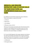 NEONATAL AND PEDIATRIC RESPIRATORY CARE 5TH EDITION WALSH TEST BANK EXAM PAPER 2026 COMPREHENSIVE EXAM Q&A STUDY GUIDE