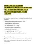 NEONATAL AND PEDIATRIC RESPIRATORY CARE 5TH EDITION WALSH TEST BANK TEST PAPER 2026 EXAM REVIEW WITH COMPLETE SOLVED ANSWERS