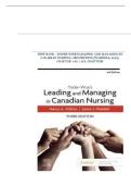 Test Bank for Leading and Managing in Canadian Nursing 3rd Edition &vert; Yoder-Wise &vert; Complete Guide &vert; A&plus; Graded