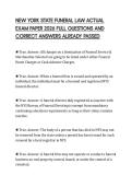 NEW YORK STATE FUNERAL LAW ACTUAL EXAM PAPER 2026 FULL QUESTIONS AND CORRECT ANSWERS ALREADY PASSED