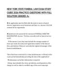 NEW YORK STATE FUNERAL LAW EXAM STUDY GUIDE 2026 PRACTICE QUESTIONS WITH FULL SOLUTION GRADED A&plus;