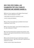 NEW YORK STATE FUNERAL LAW EXAMINATION TEST 2026 COMPLETE QUESTIONS AND ANSWERS GRADED A