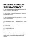 NFHS BASKETBALL PART II EXAM 2026 REVIEW SHEET INCLUDING VERIFIED ANSWER KEY AND RATIONALES
