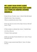 NFL AGENT EXAM SPORTS AGENT BUNDLED CERTIFICATION STUDY GUIDE 2026 COMPLETE VERIFIED ANSWERS GRADED A&plus;