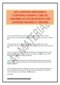 ATI CAPSTONE PEDIATRICS&comma; CAPSTONE NURSING CARE OF CHILDREN EXAM QUESTIONS AND ANSWERS GRADED A&plus; 2025&sol;2026