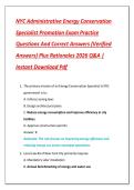 NYC Administrative Energy Conservation  Specialist Promotion Exam Practice  Questions And Correct Answers &lpar;Verified  Answers&rpar; Plus Rationales 2026 Q&A &vert;  Instant Download Pdf 