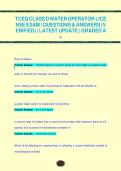TCEQ CLASS D WATER OPERATOR LICENSE EXAM NEWEST ACTUAL EXAM COMPLETE 180 QUESTIONS AND CORRECT DETAILED ANSWERS &lpar;VERIFIED ANSWERS&rpar; ALREADY GRADED A&plus;