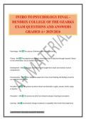 INTRO TO PSYCHOLOGY FINAL - HENDRIX COLLEGE OF THE OZARKS EXAM QUESTIONS AND ANSWERS GRADED A&plus; 2025&sol;2026