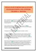 TEXAS STATE PORTION REAL ESTATE EXAM QUESTIONS AND ANSWERS GRADED A&plus; 2025&sol;2026