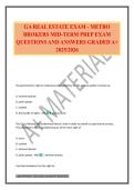 GA REAL ESTATE EXAM - METRO BROKERS MID-TERM PREP EXAM QUESTIONS AND ANSWERS GRADED A&plus; 2025&sol;2026