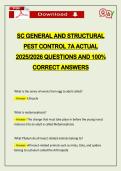 SC GENERAL AND STRUCTURAL PEST CONTROL 7A ACTUAL 2026 QUESTIONS AND 100&percnt; CORRECT ANSWERS