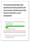 NYC Associate Benefit Opportunity  Specialist Exam Practice Questions And  Correct Answers &lpar;Verified Answers&rpar; Plus  Rationales 2026 Q&A &vert; Instant  Download Pdf 