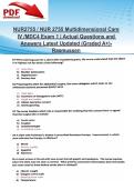 NUR2755 &sol; NUR 2755 Multidimensional Care IV &sol;MDC4 Exam 1 &vert; Actual Questions and Answers Latest Updated &lpar;Graded A&plus;&rpar;- Rasmussen