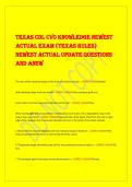 TEXAS CDL CVO KNOWLEDGE NEWEST  ACTUAL EXAM &lpar;TEXAS RULES&rpar;  NEWEST ACTUAL UPDATE QUESTIONS  AND ANSW