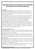 PEDIATRICS EXAM 2 STUDYGUIDE LATEST UPDATED WITH 2026 ACTUAL SITTING EXAM