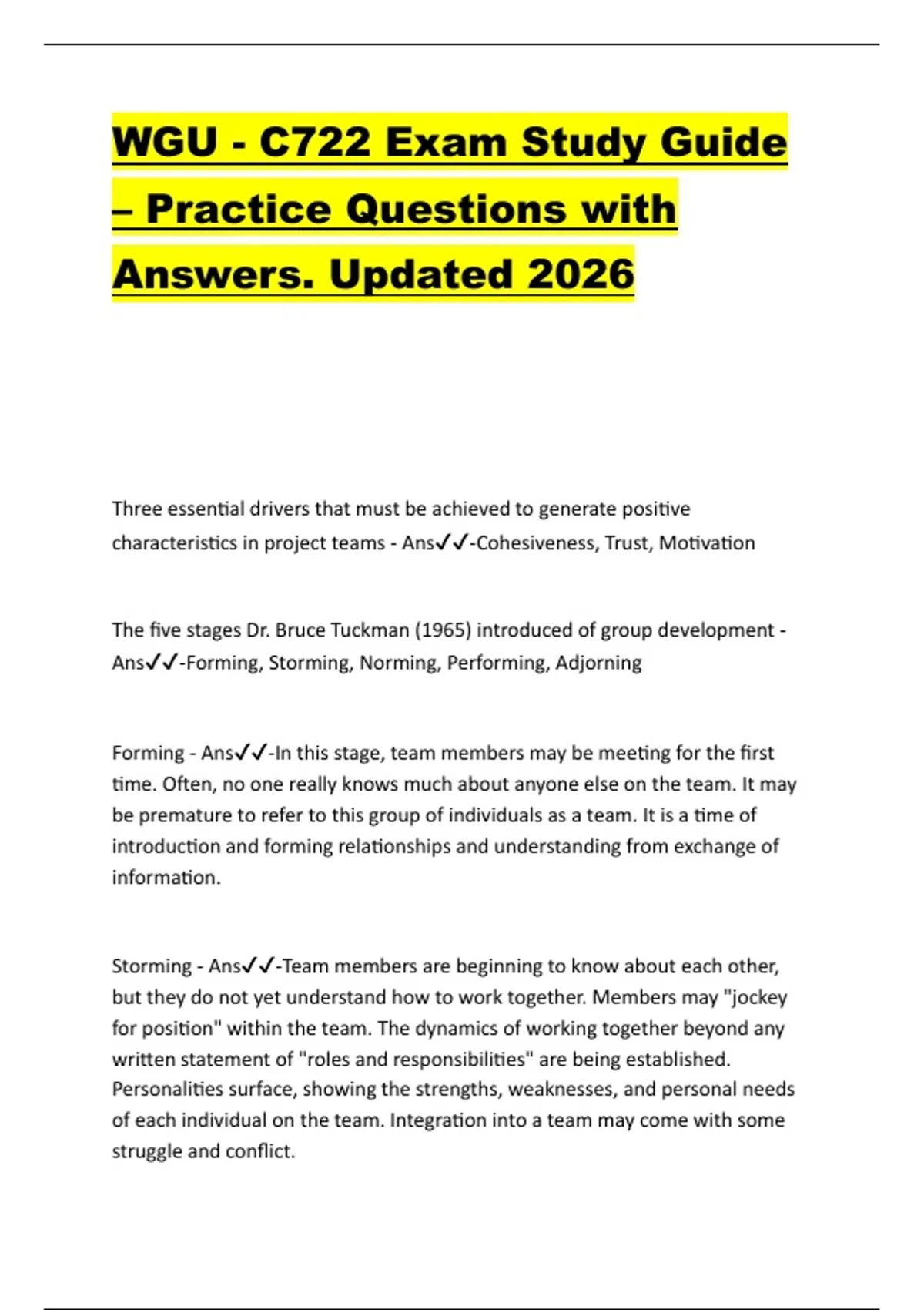 WGU - C722 Exam Study Guide – Practice Questions with Answers. Updated ...