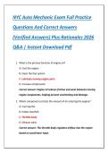 NYC Auto Mechanic Exam Full Practice  Questions And Correct Answers  &lpar;Verified Answers&rpar; Plus Rationales 2026  Q&A &vert; Instant Download Pdf
