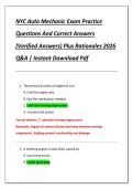 NYC Auto Mechanic Exam Practice  Questions And Correct Answers  &lpar;Verified Answers&rpar; Plus Rationales 2026  Q&A &vert; Instant Download Pdf