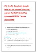 NYC Benefits Opportunity Specialist  Exam Practice Questions And Correct  Answers &lpar;Verified Answers&rpar; Plus  Rationales 2026 Q&A &vert; Instant  Download Pdf