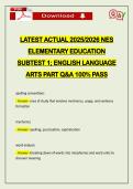 LATEST ACTUAL 2026 NES ELEMENTARY EDUCATION SUBTEST 1&semi; ENGLISH LANGUAGE ARTS PART Q&A 100&percnt; PASS
