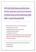 NYC Call Center Representative Exam  Practice Questions And Correct Answers  &lpar;Verified Answers&rpar; Plus Rationales 2026  Q&A &vert; Instant Download Pdf 