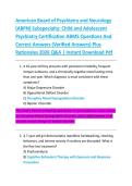 American Board of Psychiatry and Neurology  &lpar;ABPN&rpar; Subspecialty&colon; Child and Adolescent  Psychiatry Certification ABMS Questions And  Correct Answers &lpar;Verified Answers&rpar; Plus  Rationales 2026 Q&A &vert; Instant Download Pdf