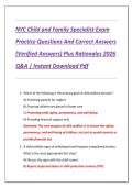 NYC Child and Family Specialist Exam  Practice Questions And Correct Answers  &lpar;Verified Answers&rpar; Plus Rationales 2026  Q&A &vert; Instant Download Pdf 