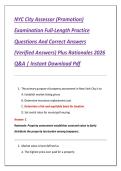 NYC City Assessor &lpar;Promotion&rpar;  Examination Full-Length Practice  Questions And Correct Answers  &lpar;Verified Answers&rpar; Plus Rationales 2026  Q&A &vert; Instant Download Pdf