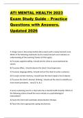 ATI MENTAL HEALTH 2023  Exam Study Guide &ndash; Practice  Questions with Answers&period;  Updated 2026 