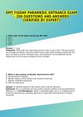 EMT FISDAP PARAMEDIC ENTRANCE EXAM - 200 QUESTIONS AND ANSWERS  &lpar;VERIFIED BY EXPERT&rpar;