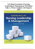 Essentials of Nursing Leadership and Management &ndash; 7th Edition &lpar;Weiss & Tappen&rpar; &ndash; Complete Test Bank