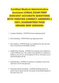 Certified Medical Administrative  Assistant &lpar;CMAA&rpar; EXAM PREP  2026&sol;2027 ACCURATE QUESTIONS  WITH VERIFIED CORRECT ANSWERS &vert;&vert;  100&percnt; GUARANTEED PASS  <BRAND NEW VERSION> 