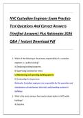 NYC Custodian Engineer Exam Practice  Test Questions And Correct Answers  &lpar;Verified Answers&rpar; Plus Rationales 2026  Q&A &vert; Instant Download Pdf