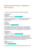 Patient Care Final Exam 1 Questions And Answers