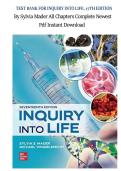 Test Bank - for Inquiry into Life 17th Edition by Sylvia S&period; Mader&comma; Michael Windelspecht&comma; All Chapters &vert; Complete Guide A&plus;