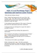 AQA A Level Psychology Paper 2  Questions and Answers Latest Version 