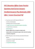 NYC Education Officer Exam Practice  Questions And Correct Answers  &lpar;Verified Answers&rpar; Plus Rationales 2026  Q&A &vert; Instant Download Pdf 