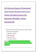 NYC Electrical Engineer &lpar;Promotional&rpar;  Exam Practice Questions And Correct  Answers &lpar;Verified Answers&rpar; Plus  Rationales 2026 Q&A &vert; Instant  Download Pdf 