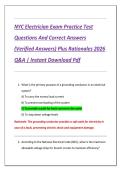 NYC Electrician Exam Practice Test  Questions And Correct Answers  &lpar;Verified Answers&rpar; Plus Rationales 2026  Q&A &vert; Instant Download Pdf 