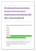 NYC Electrician &lpar;Prom&rpar; Exam Practice  Questions And Correct Answers  &lpar;Verified Answers&rpar; Plus Rationales 2026  Q&A &vert; Instant Download Pdf 