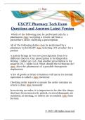 EXCPT Pharmacy Tech Exam  Questions and Answers Latest Version
