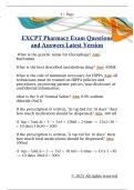 EXCPT Pharmacy Exam Questions  and Answers Latest Version 